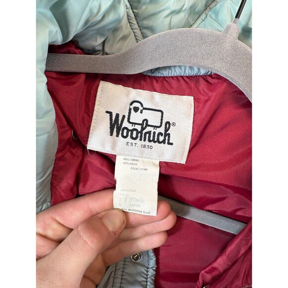 Woolrich Puffer Vest Mens Large Blue Snap Button Insulated Winter Gorpcore - Picture 2 of 8